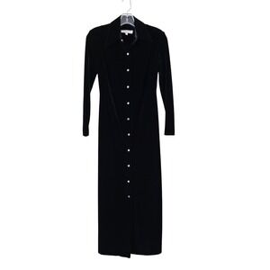 Andrea Polizzi for Rex Lester Black‎ Velvet Button Down Maxi Dress Petite P Goth